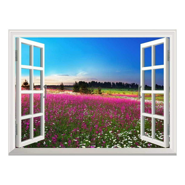 Creative Window View Canvas Prints 36" x 48" Sunrise on a Purple Filed 